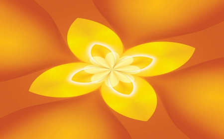 flower _fractal - abstract, 4 leaf clover, 3d and cg, yellow