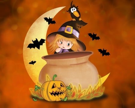 Happy Halloween - moon, pumpkin, funny, lovely, halloween, beautiful, holiday, fear, happy