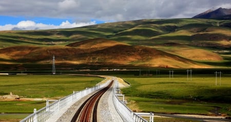 Railway - mountans, railway, fields, nature