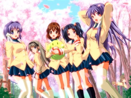 Friends - ryou, anime friends, kyou, seifuku, kotomi ichinose, clannad, fuuko ibuki, ryou fujibayashi, fuuko, anime, school girls, tomoyo sakagami, ichinose, nagisa, anime girls, kotomi, ibuki, furukawa, fujibayashi, kyou fujibayashi, classmates, school uniform, friends, sakagami, tomoyo, nagisa furukawa