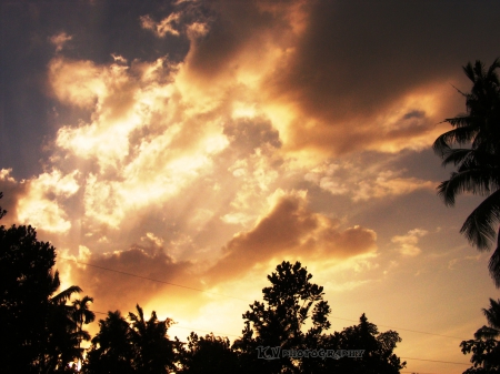 When sunset accompanies the clouds. - sky, sunset, cloud, evening