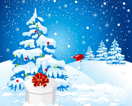 Christmas tree - Christmas tree, snow, gift, Christmas