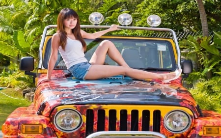 Nice Legs - women, girls, sexy, beautiful, jeep, cars