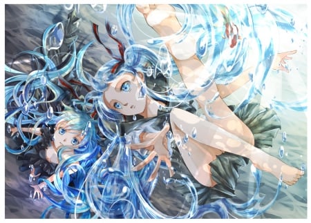 Aqua Arjuna - girls, blue hair, skirt, cute