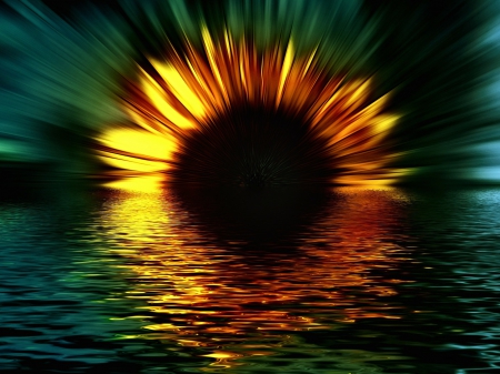 Sunflower Sunset! - abstract, flowers, sunset, sunflower