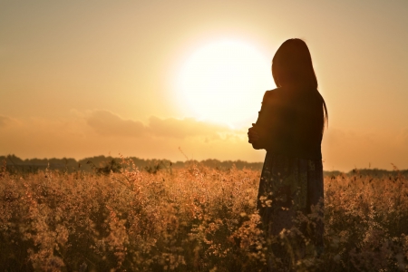 ~A New Day~ - woman, silhouette, girl, photography, sun, field, sunset, nature, beautiful