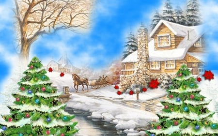 Christmas - christmas, snow, nature, tree