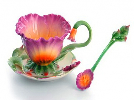 Teacup for charismatic  - spoon, floral, colors, teacup, flower