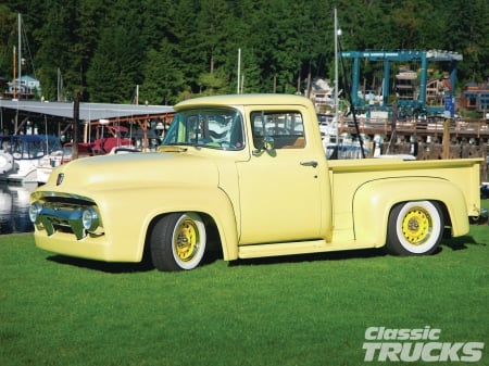 1956-Ford-F-100 - classic, yellow, 1956, truck