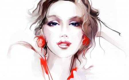 Girl Portrait Art - beauty, women, face, art, portrait, fashion, fantasy