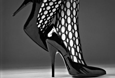 Black stilettos - stiletto, black, white, shoe