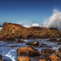 fantastic waves on a rocky shore