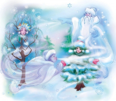 Out With the Old and In With the New - winter, spirits, fantasy, snow, christmas, nature