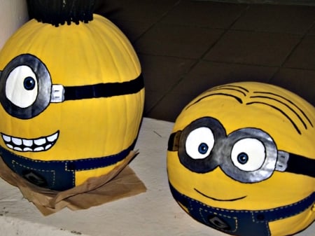 Jack o lantern duo - halloween, squash, yellow, pumpkin