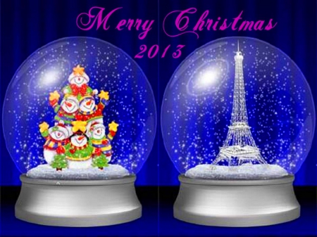 Merry Christmas Pierre - globes, Christmas, Paris, Eiffel tower