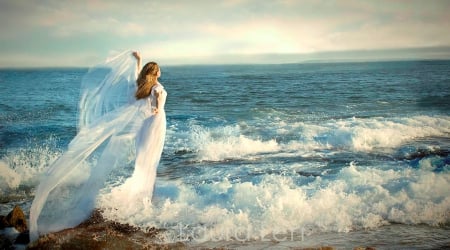 Sea of Passion for Lena(FreedomForUs) - lady, people, sea, model