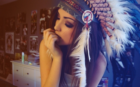 Model - mood, women, native, model