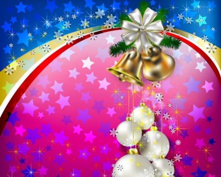 Merry Christmas - bells, Christmas, stars, decor