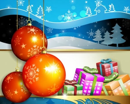 Merry Christmas - Christmas, design, gifts, balls