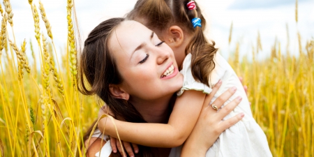 Mother Hug♥ - happiness, nature, embrace, daughter, together, mother, field