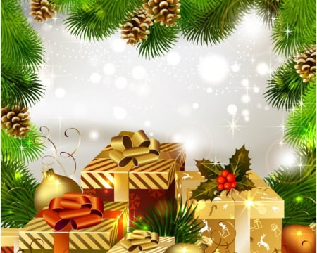 Merry Christmas - Christmas, gifts, decor, ribbons