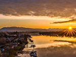 wonderful sunset on riverfront in pitt meadows canada