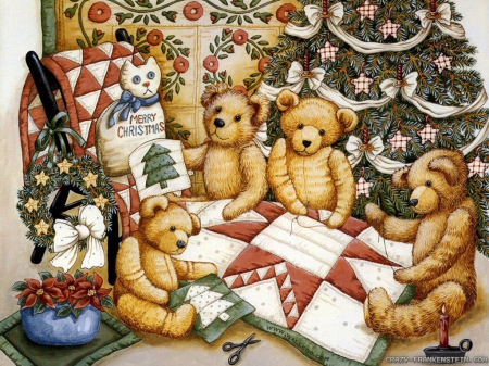 MAKING GIFTS - bears, gift, christmas, vintage