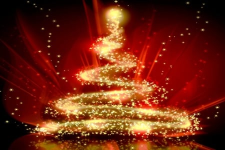 MERRY CHRISTMAS - red, background, gold, tree, christmas