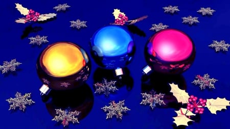 MERRY CHRISTMAS - snow flakes, decoration, holiday, balls, christmas