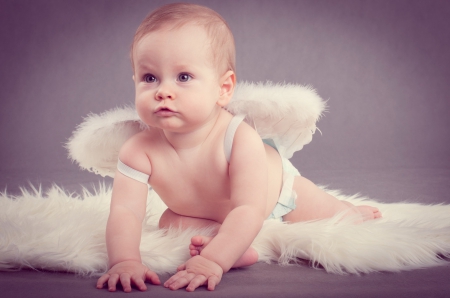 Angel - feathers, angel, day, wings, valentine, child, white, purple, cupid, baby, pink, cute