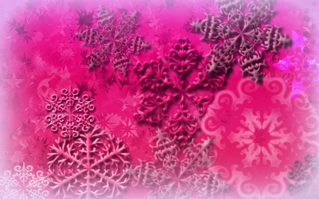 ◕Pink Snowflakes◕  - abstract, winter, snowflakes, softness beauty, creative pre-made, beautiful, digital art, colors, holidays, lovely, cool, pink, pink snowflakes, vector art