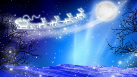 ~*~ Santa Is coming ~*~ - santa, christmas eve, full moon night, santa sleigh, christmas