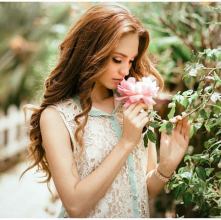 Morning Beauty - face, beauty, model, flower