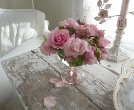 shaby chic - roses, pink, soft, beauty, nature