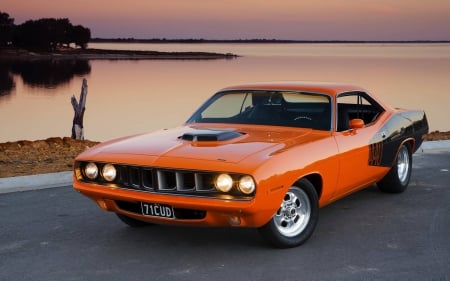 Plymouth Barracuda - lake, car, fun, barracuda, plymouth