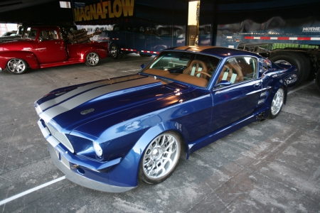 Mustang Fastback - ford, classic, stripes, blue