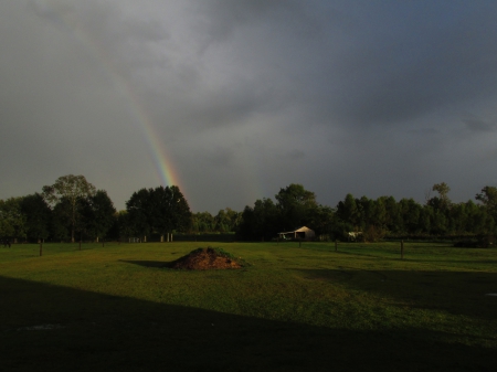 Colored more Rainbow so pretty it - clouds, pretty, beautiful, more, outdoor, rainbows, dark, nature, colored, shadows, so