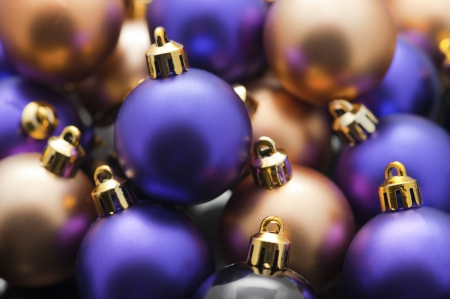 Gold & Purple Christmas - purple, decorations, bunch, golden, baubles, christmas