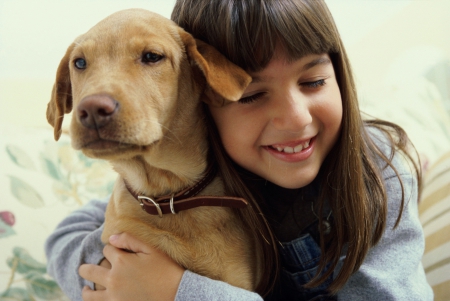 Tender Embrace!â™¥ - friendship, puppy, smile, adorable, girl