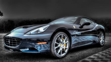 reflection on a shiny ferrari hdr - asphalt, reflection, car, hdr, black, shiny