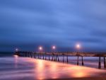 narrow sea pier in evening hdr