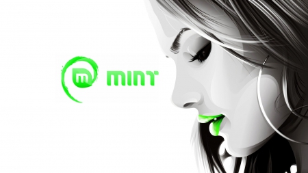 Mint - Girl, Mint, Linux, Green