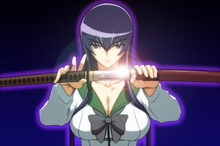 saeko & the sword of beauty - pretty girl, high school girl, long hair, sword, saeko busujima