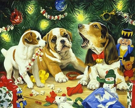 PUPPY  CHRISTMAS - cute, christmas, presents, puppies