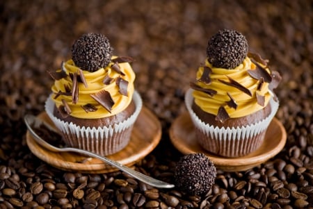 *** Chocolate cupcakes *** - beans, coffee, food, sweets, cupcakes