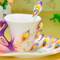 Peacock teacup