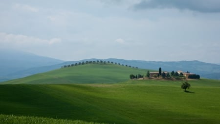 gorgeous tuscan farm - farm, hills, fields, green