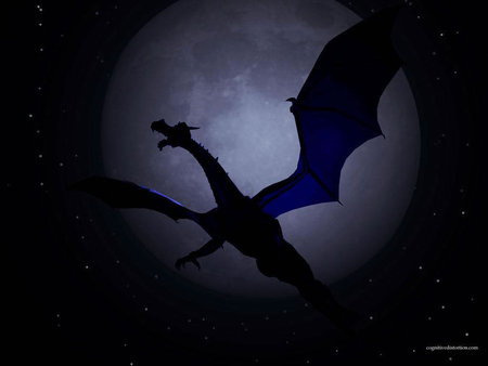 Dragon moon - fantasy or reality, night, dragon, full moon