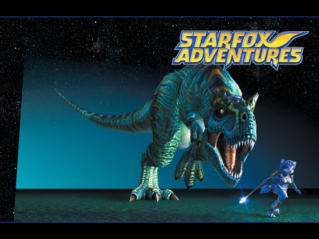 StarFox Adventures Krystal running from a dinosaur - starfox, krystal, dinosaur, adventures