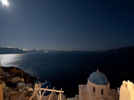 	honeymoon island  - moon, blue, island, sea, honeymoon